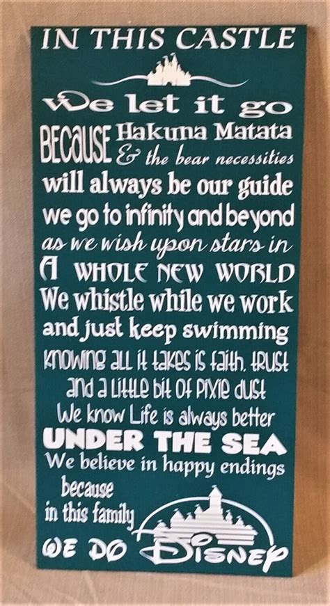 In This House We Do Disney Wood Sign Home Decor Disney Movie Quotes