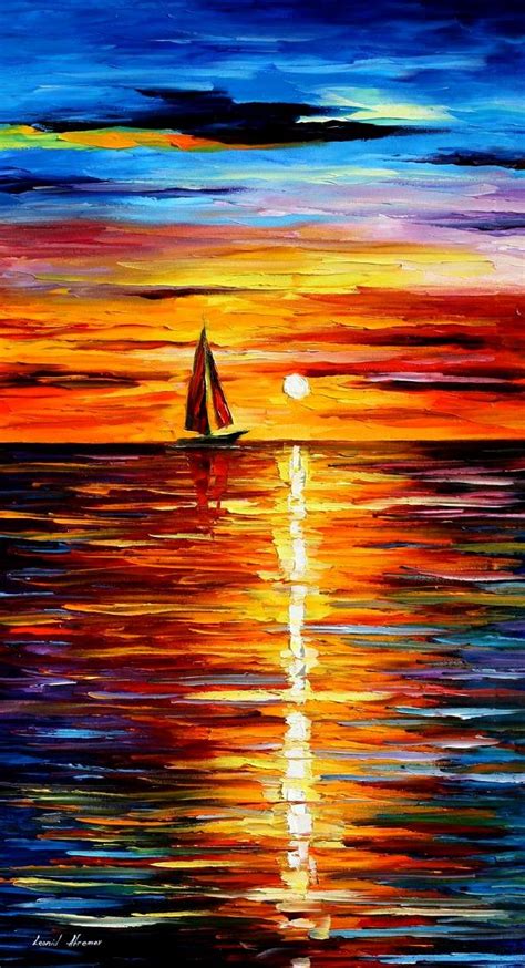 sea reflections palette knife oil painting  canvas