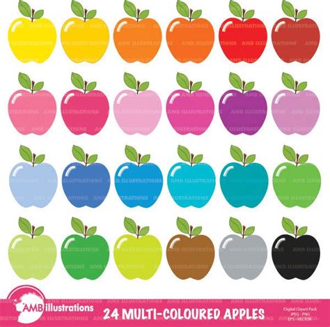 Apple Clipart Apples Clip Art Multi Colored Apples Solid Colorful