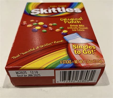 Skittles Zero Sugar Drink Mix Original Punch 1 Pack 6 Sticks 155g
