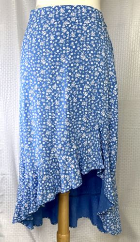 Blue Floral Cottagecore Prairie Skirt Large High Low Caralyn Mirand The
