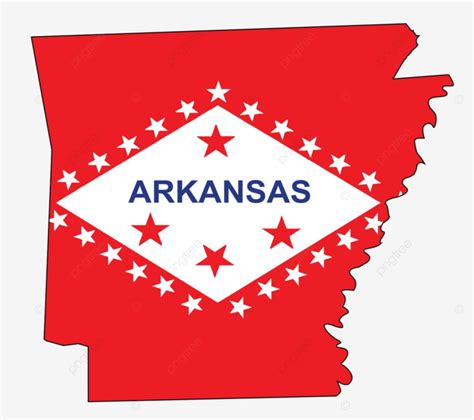 Arkansas State Flag And Outline Map Illustration Arkansas Isolated Vector Illustration