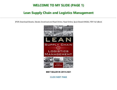 Free Download Lean Supply Chain And Logistics Management Full