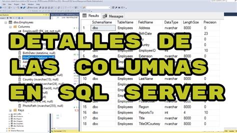 Cómo ver los detalles de las columnas en una tabla de SQL Server YouTube