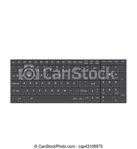 Illustration Computer Realistic Black Keyboard Isolated On White