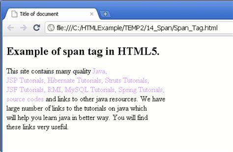 Then what is the difference between regular html and html5? HTML5 span element, Example of tag of HTML5.