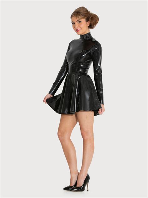 Bodacious High Neck Latex Skater Dress Vynx