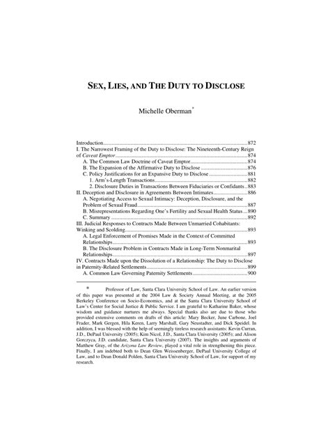 Pdf Sex Lies And The Duty To Disclose