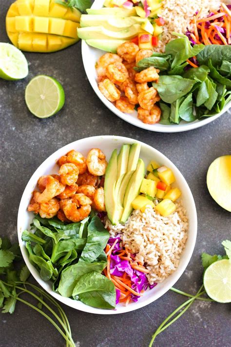Garlic & rosemary pork tenderloin. Shrimp Protein Bowl with Mango Salsa | Recipe | Protein bowls, Quick healthy snacks, Shrimp ...