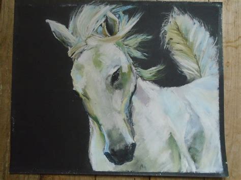 White Abstract Horse Drawing Pastel Drawing 11 X 9 Inch Etsy In 2021