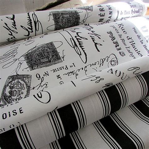 French Script And Black Stripe Awning Upholstery Fabric 6 12 Yards