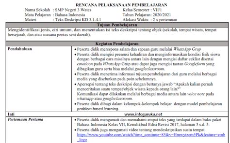 Berikut ini kami sajikan contoh rpp satu lembar matematika smp mts lengkap dan tebaru 2020 yang telah dikembangkan dengan mengikuti prinsip dari se mendikbud nomor 14 tahun silahkan unduh contoh rpp 1 lembar smp mts lengkap dan terbaru mata pelajaran lain pada link dibawah ini. DOWNLOAD CONTOH RPP DARING SMP TAHUN 2020 - INFOGURUKU
