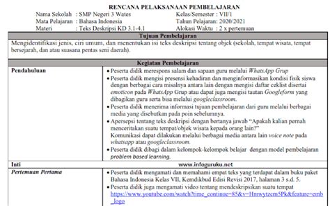 Pertanyaanya bagaimana guru membuat rencana mengajarnya agar pembelajaran tetap. DOWNLOAD CONTOH RPP DARING SMP TAHUN 2020 - INFOGURUKU