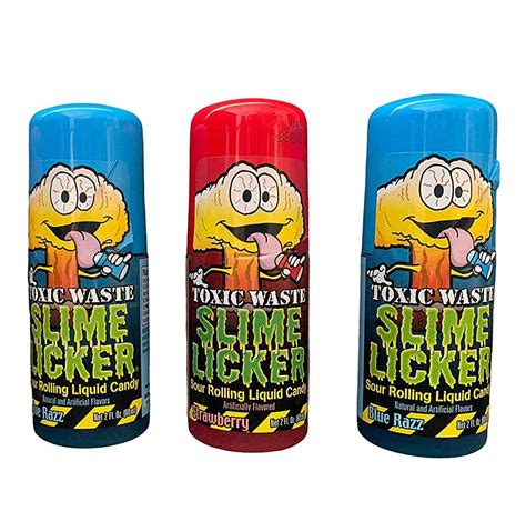 3 Pack Slime Licker Bundle Of Sour Rolling Liquid Candy One Strawberry And Two Blue Razz