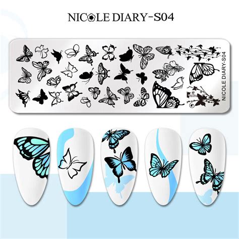 Nicole Diary Butterfly Nail Stamping Plates Abstract Face Image