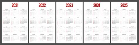 Calendar 2021 2022 2023 2024 2025 Week Start Sunday Corporate Design