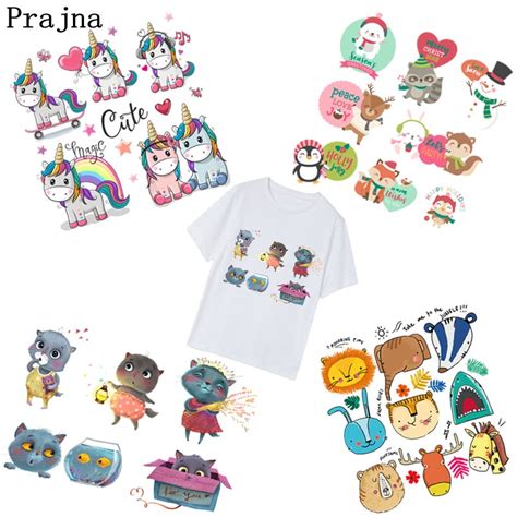 Prajna Anime Unicorn Cat Heat Transfer Vinyl Stickers For Clothes