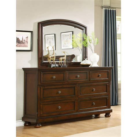 Best Master Furniture Dark Cherry 7 Drawer Dresser And Mirror Walmart