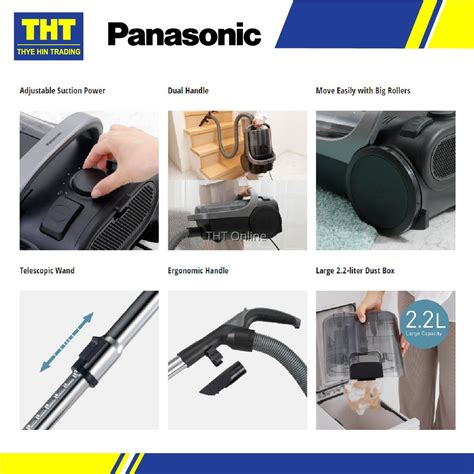 Panasonic 2200w Cyclone Bagless Canister Vacuum Cleaner With Hepa