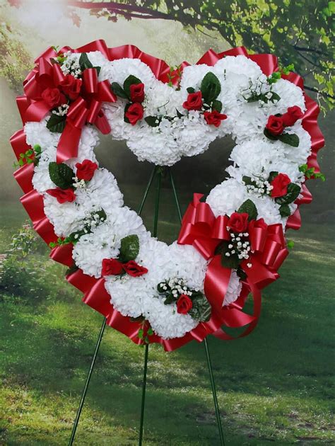 Open Heart Cemetery Wreath Red White Wreath Sympathy Wreath Etsy