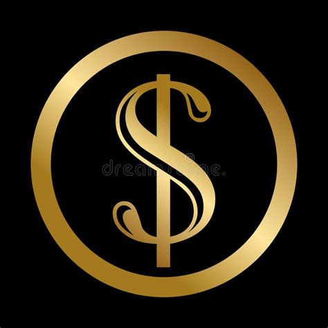 Golden Dollar Coin Icon On White Background Vector Illustration Stock