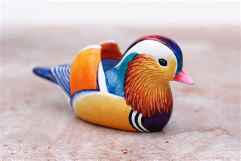 Mandarin Duck Hand Painted Resin Bird Figurine By Byrdis On Etsy