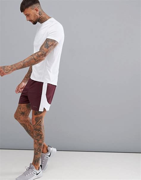 Asos 4505 Shorts With Cut And Sew In Burgundy Asos
