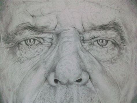 Close Up Of Jack Nicholson Referenced Pencil Drawing Contrast Art