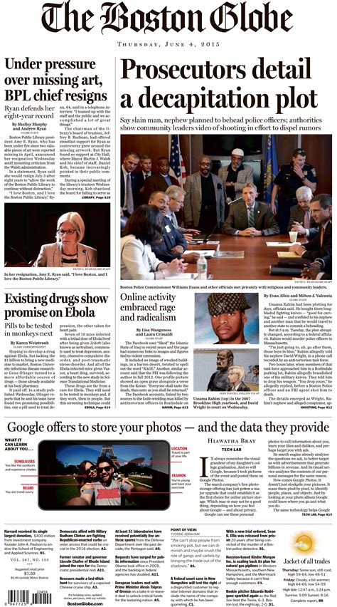 Boston Globe Front Page June 4 2015 Boston Globe Globe Online