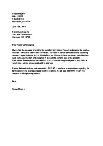 Sample Vivint Cancellation Letter