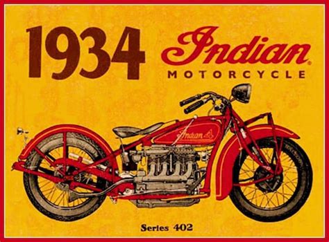 Art Print Indian Motorcycle 1934 Ad Print 8 X 10 By Bloominluvly
