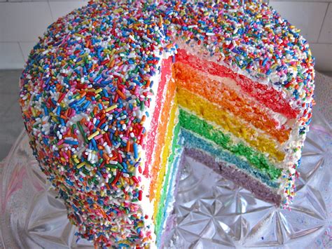 sprinkled rainbow vanilla cake cakes photo 39924237 fanpop