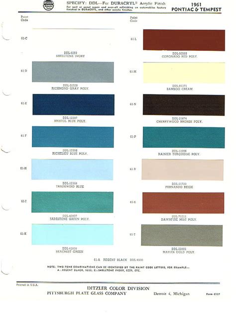 1966 Pontiac Gto Color Chart