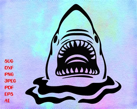 Shark Sticker Silhouette Cameo Distress Svg Shark Dxf Shark Svg Shark