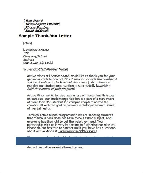 Thank you for your donation to organization name. 14+ Sample Thank You Letters for Donations - DOC, PDF | Free & Premium Templates