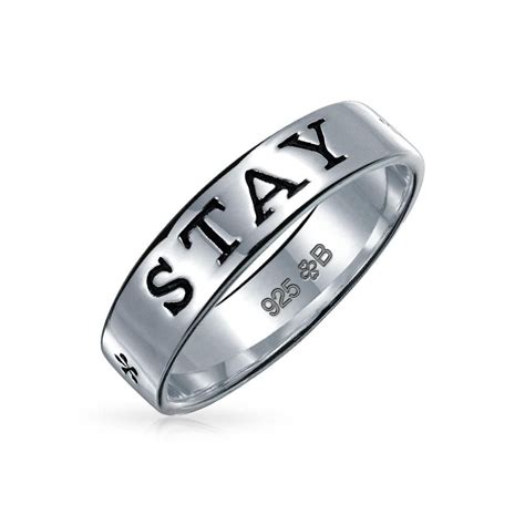 Sentimental Engraved Stay Strong Purity Ring Band 925 Sterling Silver
