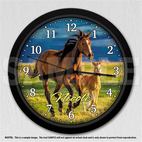 Horse And Foal Personalized Wall Clock Girls Room Decor Etsy
