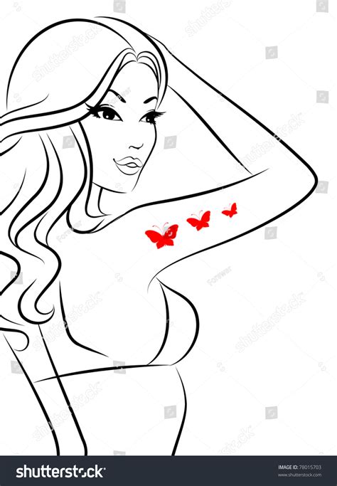 Silhouette Beautiful Sexy Woman Butterfly Vector Stock Vector Royalty