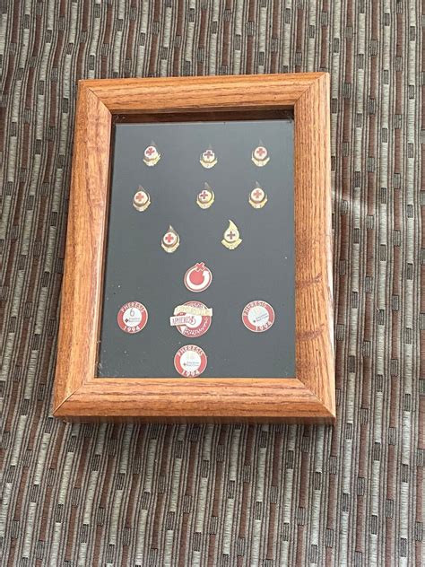 Red Cross Blood Donor Pins In Shadow Box Etsy