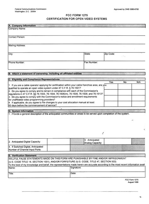 Fcc Form 1275 Fill Out Sign Online And Download Printable Pdf