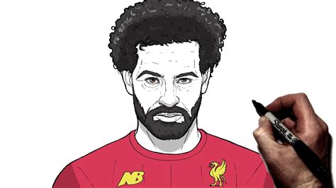How To Draw Mohamed Salah Step By Step Football Soccer Youtube