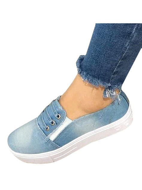 Women's Casual Platform Canvas Sports Sneakers Slip On Running Shoes ...