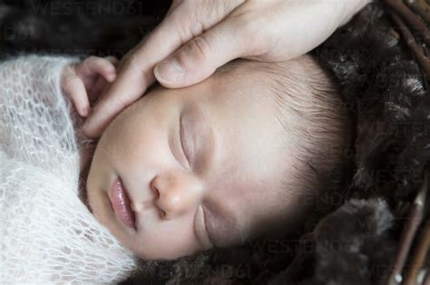 Portrait Of Sleeping Newborn Stock Photo