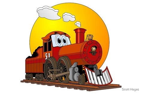 Red Train Locomotive Cartoon By Graphxpro Redbubble