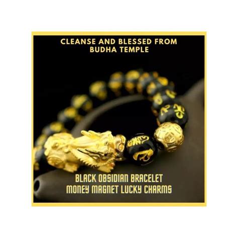 Shop Fashion Feng Shui Pixiu Obsidian Stone Wealth Bracelet Ring Set