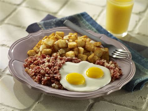 Stir in corned beef and salt. Corned Beef Hash With Eggs - Recipe