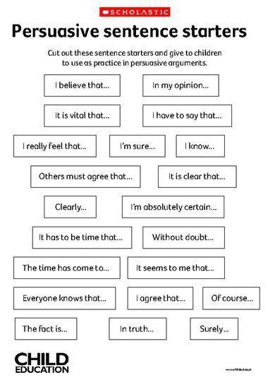 Persuasive Sentence Starters Begin Your 2nd Graders With These Thoughts