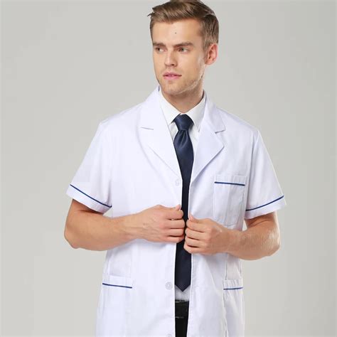 Short Sleeved Long Sleeved Doctor Clothing White Coat Slim Lab Coat Men