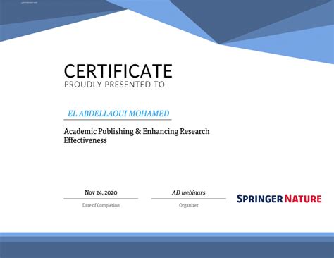 Pdf Springer Nature Certificate Of Completion Has Successfully