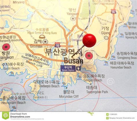 Busan Pinned On A Map Of South Korea Stock Image Image